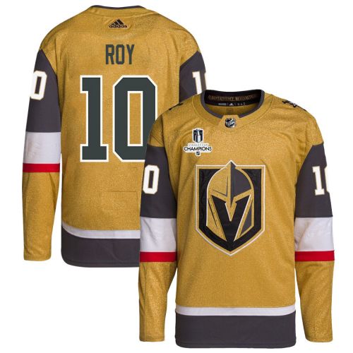 Nicolas Roy 10 Vegas Golden Knights Stanley Cup 2023 Champions Patch Home Breakaway Men Jersey - Gold