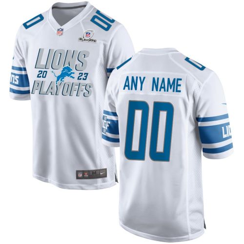 Detroit Lions 2023 Playoffs Iconic Game Men Custom Jersey - White