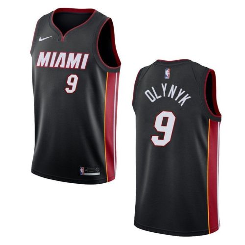 Men's Miami Heat 9 Kelly Olynyk Icon Swingman Jersey - Black