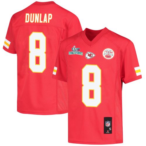 Carlos Dunlap 8 Kansas City Chiefs Super Bowl LVII Champions Youth Game Jersey - Red