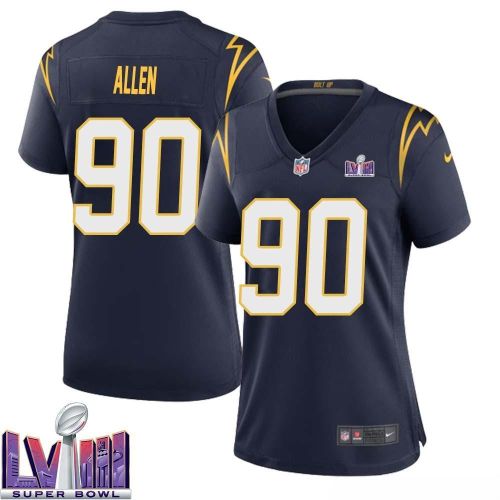 Brevin Allen 90 Los Angeles Chargers Super Bowl LVIII Women Alternate Game Jersey - Navy