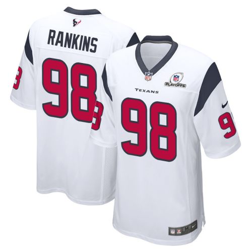 Sheldon Rankins 98 Houston Texans 2023 Playoffs Patch Game Men Jersey - White