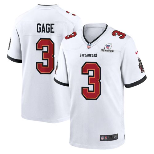 Russell Gage 3 Tampa Bay Buccaneers 2023 Playoffs Patch Game Men Jersey - White