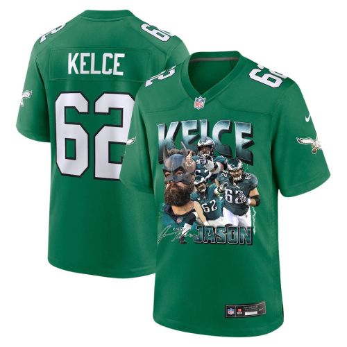 Jason Kelce 62 Signed Philadelphia Eagles Road to Victory Game Jersey - Men, Green