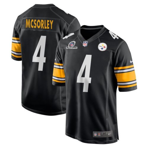 Trace McSorley 4 Pittsburgh Steelers 2023 Playoffs Patch Game Men Jersey - Black