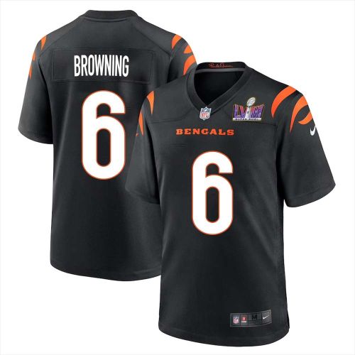 Jake Browning 6 Cincinnati Bengals Super Bowl LVIII Men Home Limited Jersey - Black