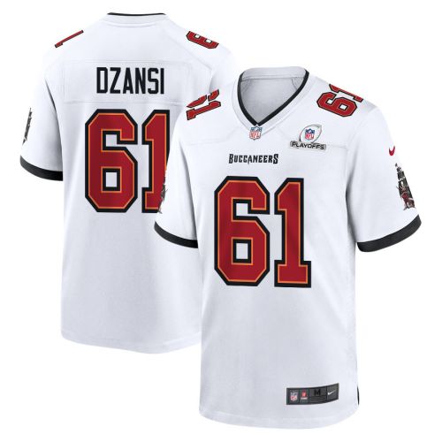 Silas Dzansi 61 Tampa Bay Buccaneers 2023 Playoffs Patch Game Men Jersey - White