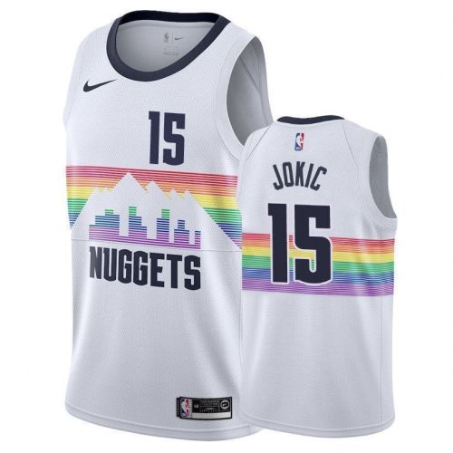 Nuggets Male Nikola Jokic 15 2018-19 City White Jersey