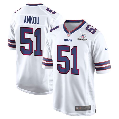 Eli Ankou 51 Buffalo Bills 2023 Playoffs Patch Game Men Jersey - White