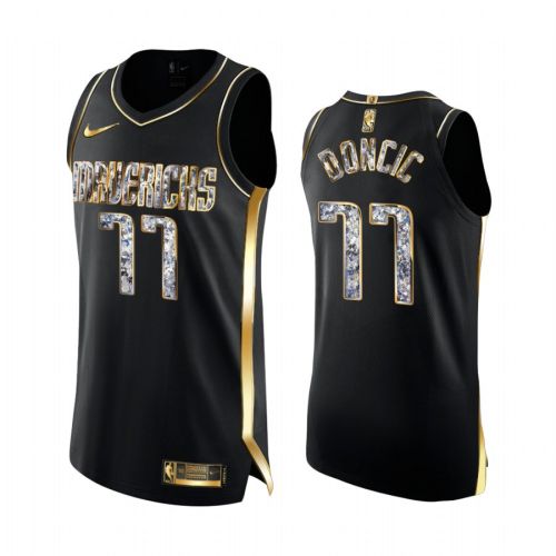 Dallas Mavericks Luka Doncic Black Diamond Edition Jersey 2022 Playoffs 77