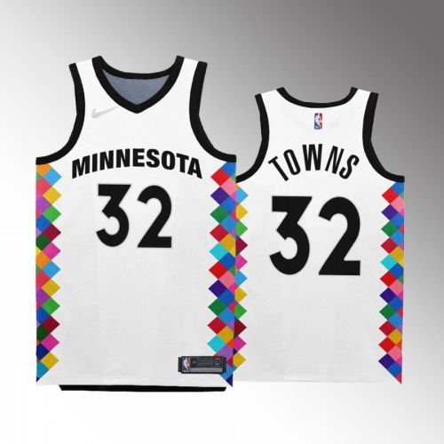 Minnesota Timberwolves Karl-Anthony Towns 32 2022-23 City Edition White Jersey Bob Dylan