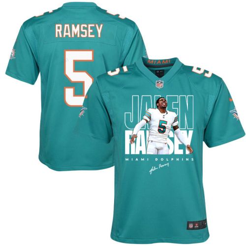 Jalen Ramsey 5 Signed Miami Dolphins Game YOUTH Jersey - Aqua