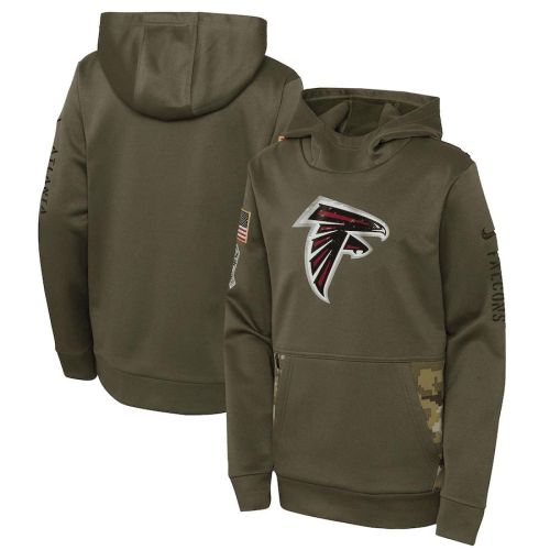 Atlanta Falcons Youth 2022 Salute To Service Performance Pullover Hoodie - Olive