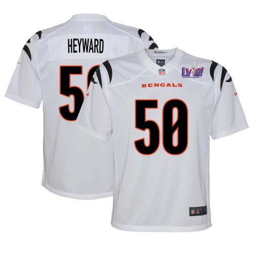 Shaka Heyward 50 Cincinnati Bengals Super Bowl LVIII YOUTH Away Limited Jersey - White