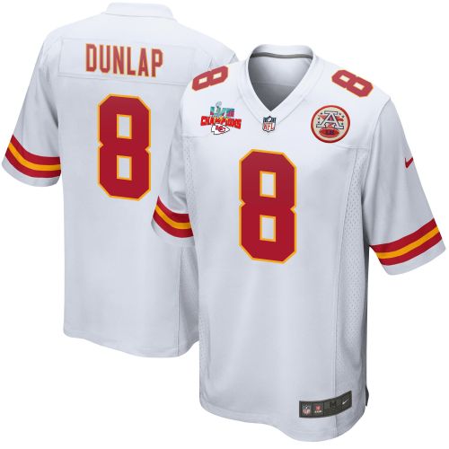 Carlos Dunlap 8 Kansas City Chiefs Super Bowl LVII Champions 3 Stars Men Game Jersey - White