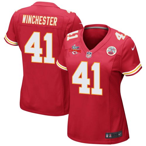 James Winchester 41 Kansas City Chiefs Super Bowl LVII Champions 3 Stars Women Game Jersey - Red