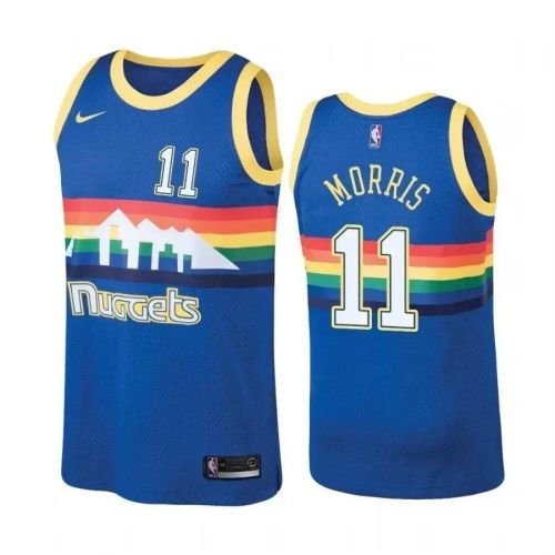 Men's Denver Nuggets 11 Monte Morris Hardwood Classics Blue Jersey