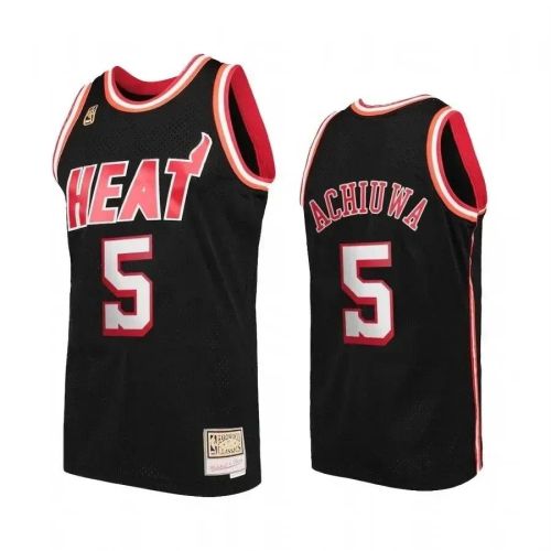 Men's Precious Achiuwa 5 Miami Heat Hardwood Classics Jersey Black