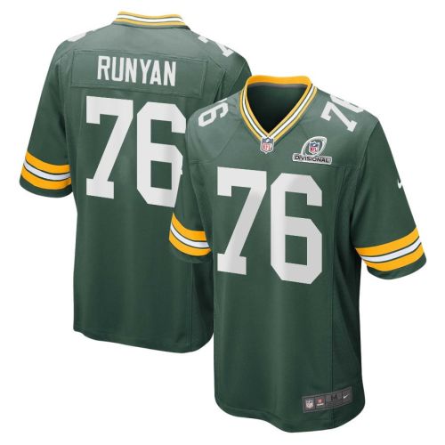 Jon Runyan 76 Green Bay Packers 2024 Divisional Patch Game Men Jersey - Green