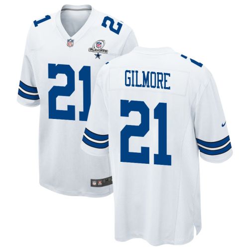 Stephon Gilmore 21 Dallas Cowboys 2023 Playoffs Patch Game Men Jersey - White