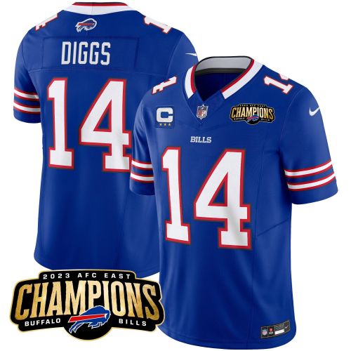 Stefon Diggs 14 Buffalo Bills 2023 AFC East Champions Patch Game Men Jersey - Royal