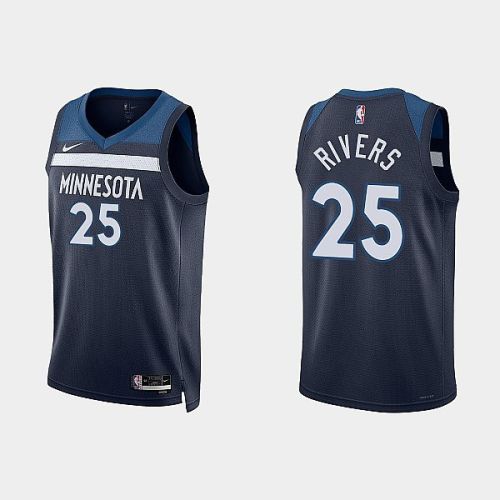 Minnesota Timberwolves 25 Austin Rivers 2022-23 Icon Edition Navy Men Jersey