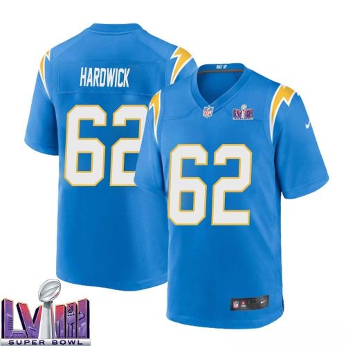 Nick Hardwick 62 Los Angeles Chargers Super Bowl LVIII Men Home Game Jersey - Powder Blue