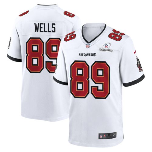 David Wells 89 Tampa Bay Buccaneers 2024 Divisional Patch Game Men Jersey - White