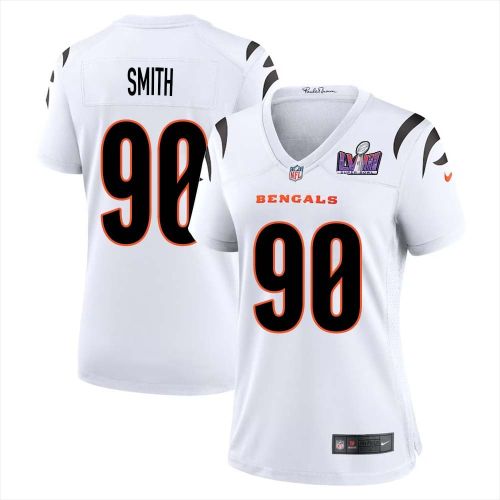 Justin Smith 90 Cincinnati Bengals Super Bowl LVIII Women Away Limited Jersey - White