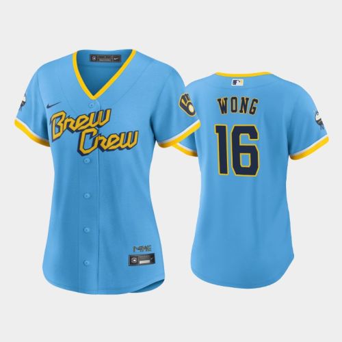 Kolten Wong 16 Milwaukee Brewers Powder Blue 2022-23 City Connect Women's Jersey