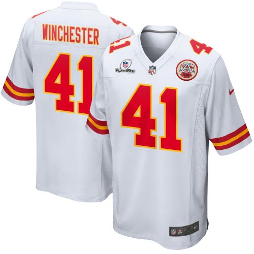 James Winchester 41 Kansas City Chiefs 2023 Playoffs Patch Game Men Jersey - White