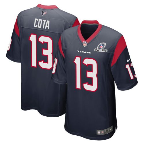 Chase Cota 13 Houston Texans 2023 Playoffs Patch Game Men Jersey - Navy