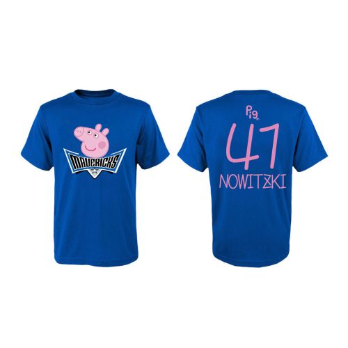 Dirk Nowitzki 41 Dallas Mavericks Pig Print T-Shirt - Blue