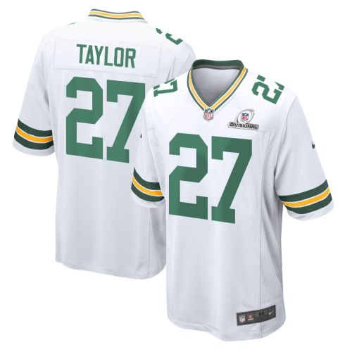 Patrick Taylor 27 Green Bay Packers 2024 Divisional Patch Game Men Jersey - White