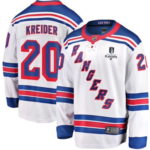 Chris Kreider 20 New York Rangers Stanley Cup 2023 Playoffs Patch Away Breakaway Men Jersey - White