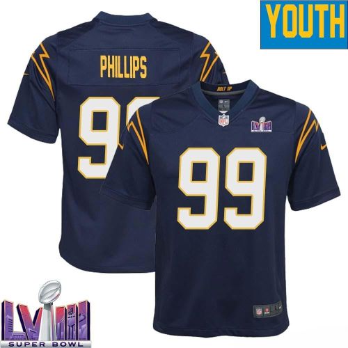 Shaun Phillips 99 Los Angeles Chargers Super Bowl LVIII YOUTH Alternate Game Jersey - Navy