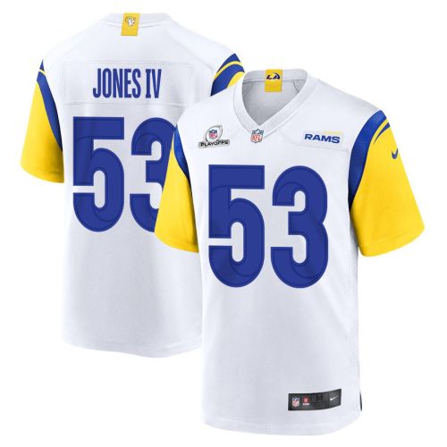 Ernest Jones IV 53 Los Angeles Rams 2023 Playoffs Patch Game Men Jersey - White