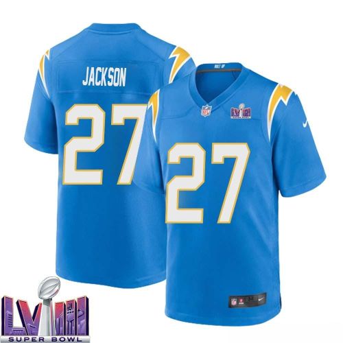 J.C. Jackson 27 Los Angeles Chargers Super Bowl LVIII Men Home Game Jersey - Powder Blue