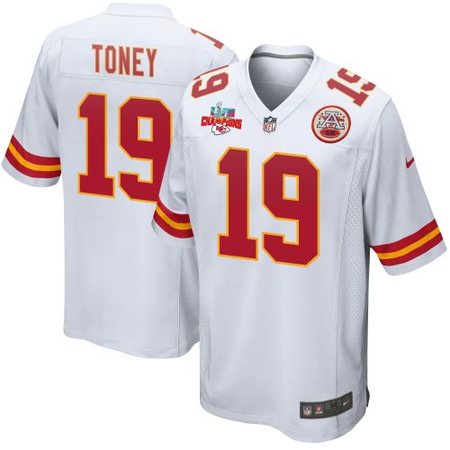 Kadarius Toney 19 Kansas City Chiefs Super Bowl LVII Champions 3 Stars Men Game Jersey - White