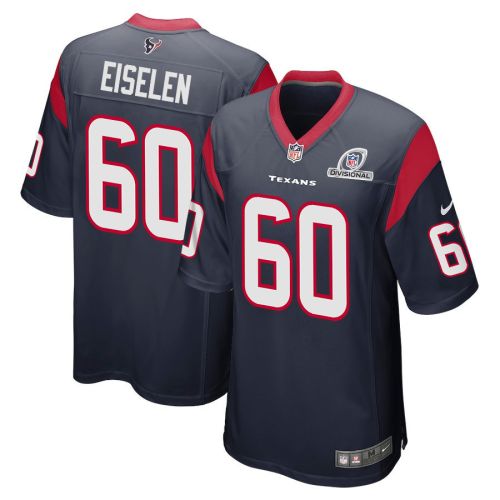 Dieter Eiselen 60 Houston Texans 2024 Divisional Patch Game Men Jersey - Navy