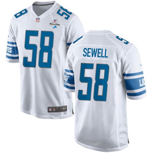 Penei Sewell 58 Detroit Lions 2023 Playoffs Patch Game Men Jersey - White