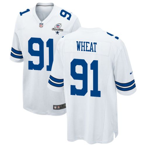 Tyrus Wheat 91 Dallas Cowboys 2023 Playoffs Patch Game Men Jersey - White