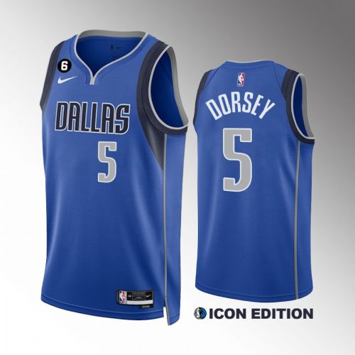 Dallas Mavericks Tyler Dorsey 5 Royal Icon Edition Jersey 2022-23 Swingman