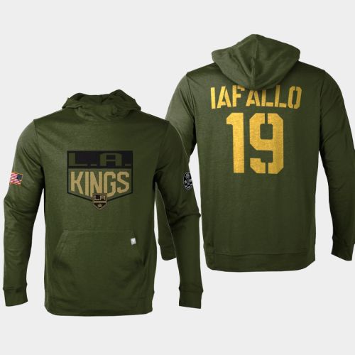 Los Angeles Kings 19 Alex Iafallo 2022 Salute to Service Olive Pullover Hoodie