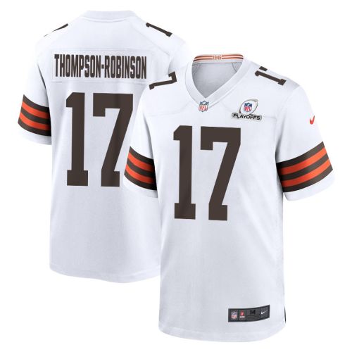 Dorian Thompson-Robinson 17 Cleveland Browns 2023 Playoffs Patch Game Men Jersey - White