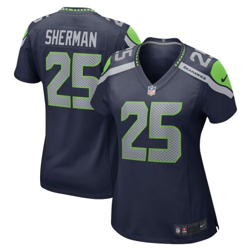 Richard Sherman 25 Seattle Seahawks Women Retired Game Jersey - College Navy