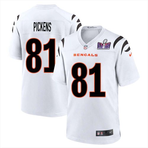 Carl Pickens 81 Cincinnati Bengals Super Bowl LVIII Men Away Limited Jersey - White