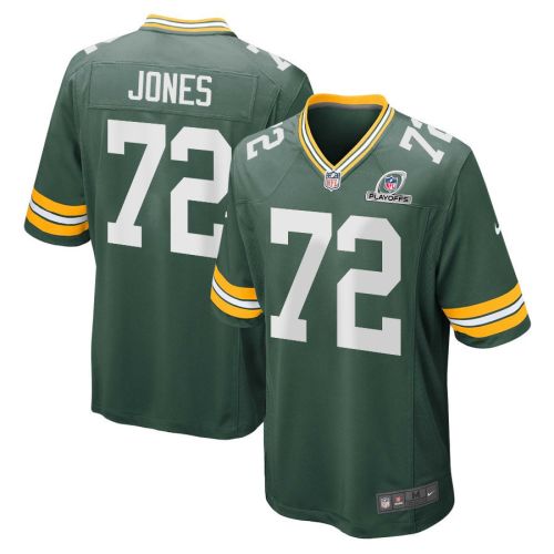 Caleb Jones 72 Green Bay Packers 2023 Playoffs Patch Game Men Jersey - Green