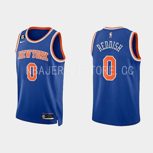 New York Knicks 0 Cam Reddish 2022-23 Icon Edition Royal Men Jersey