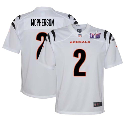 Evan McPherson 2 Cincinnati Bengals Super Bowl LVIII YOUTH Away Limited Jersey - White